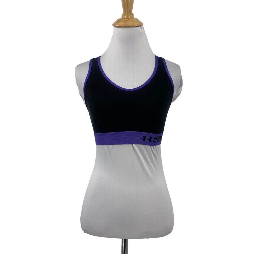Under Armour Sports Bra Womens S Small Black Purple Medium Impact Racerback